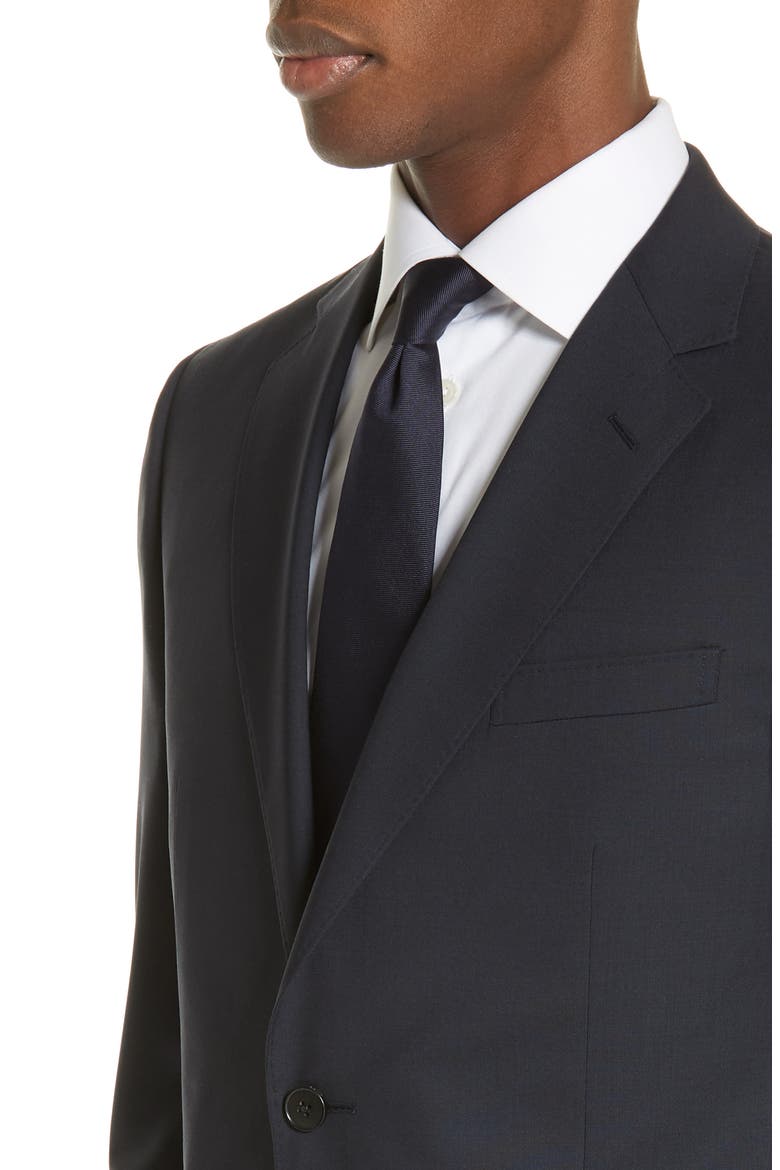 Trim Fit Solid Wool Travel Suit, Alternate, color, NAVY