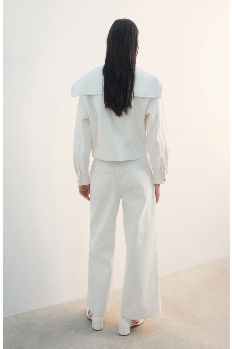 Embroidered High Waist Wide Leg Jeans, Alternate, color, OFF WHITE
