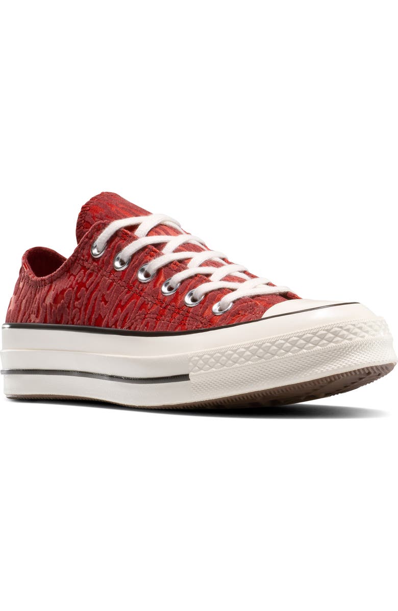 Converse Gender Inclusive Chuck 70 Leopard Flocked Satin Low Top Sneaker, Main, color, Rottin Apple/ By The Campfire