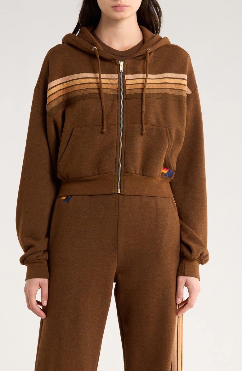 Aviator Nation 5-Stripe Zip Hoodie, Alternate, color, Chocolate/Espresso