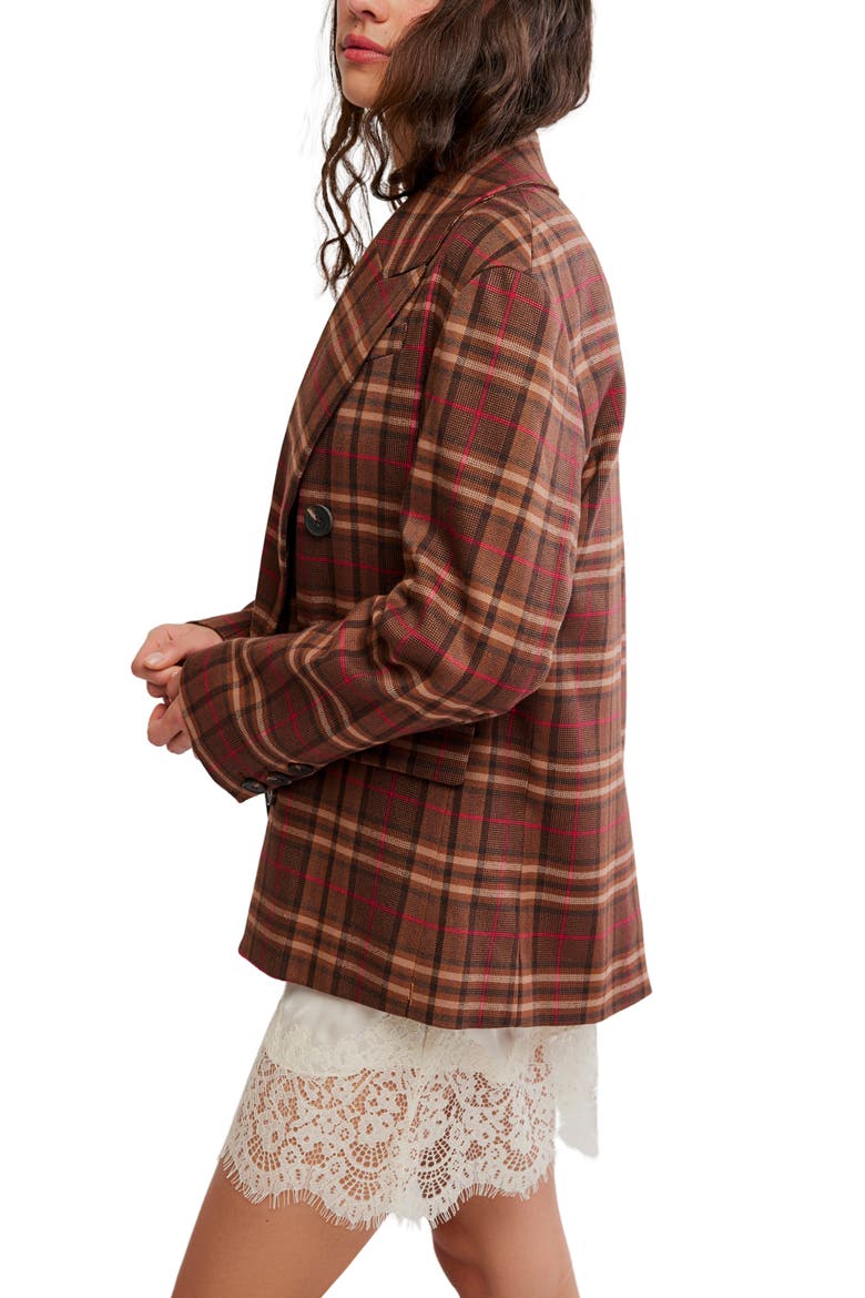Dean Double Breasted Blazer, Alternate, color, OLIVER PLAID- BROWN