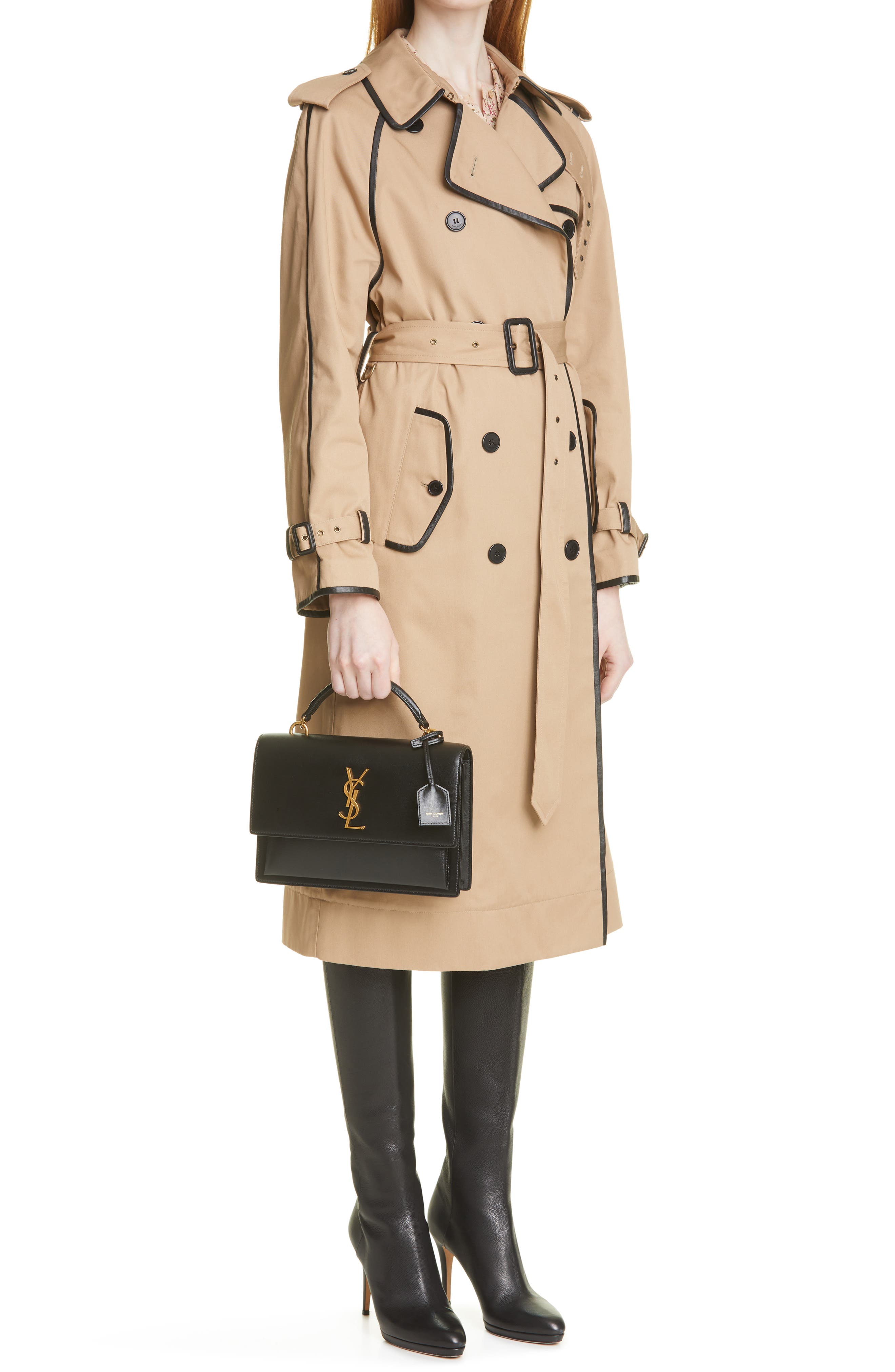 Saint Laurent Medium Sunset Leather Top Handle Bag, Alternate, color, 