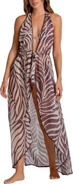 Cosita Linda Print Halter Cover-Up Maxi Dress