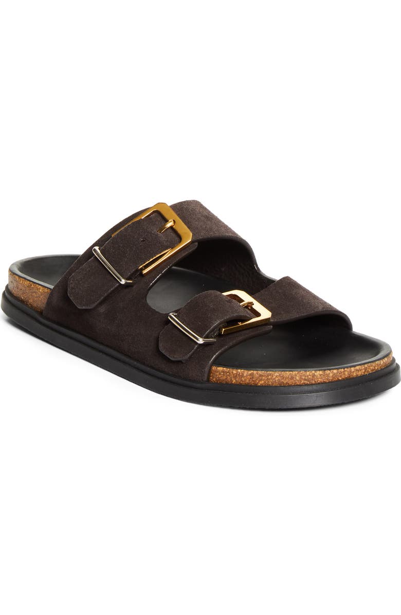 The Row Buckle Slide Sandal, Main, color, Coffee