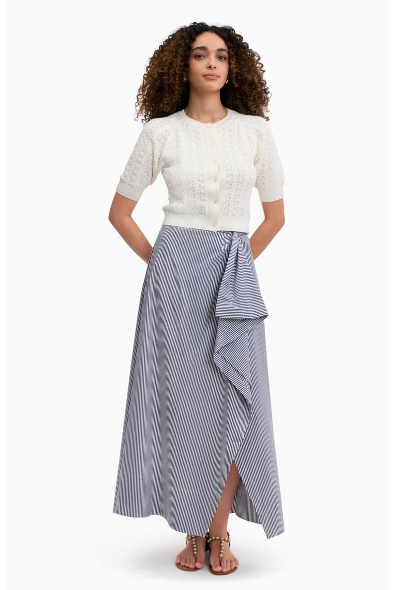 Joselene Poplin Skirt, Main, color, Navy Stripe