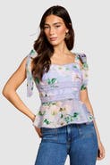 Coast Square Neck Bow Shoulder Peplum Top