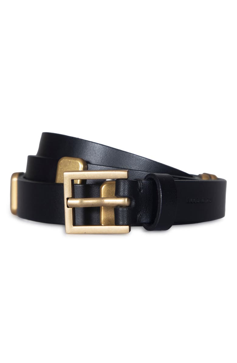 AllSaints Esta Leather Belt, Alternate, color, Black Antique Brass