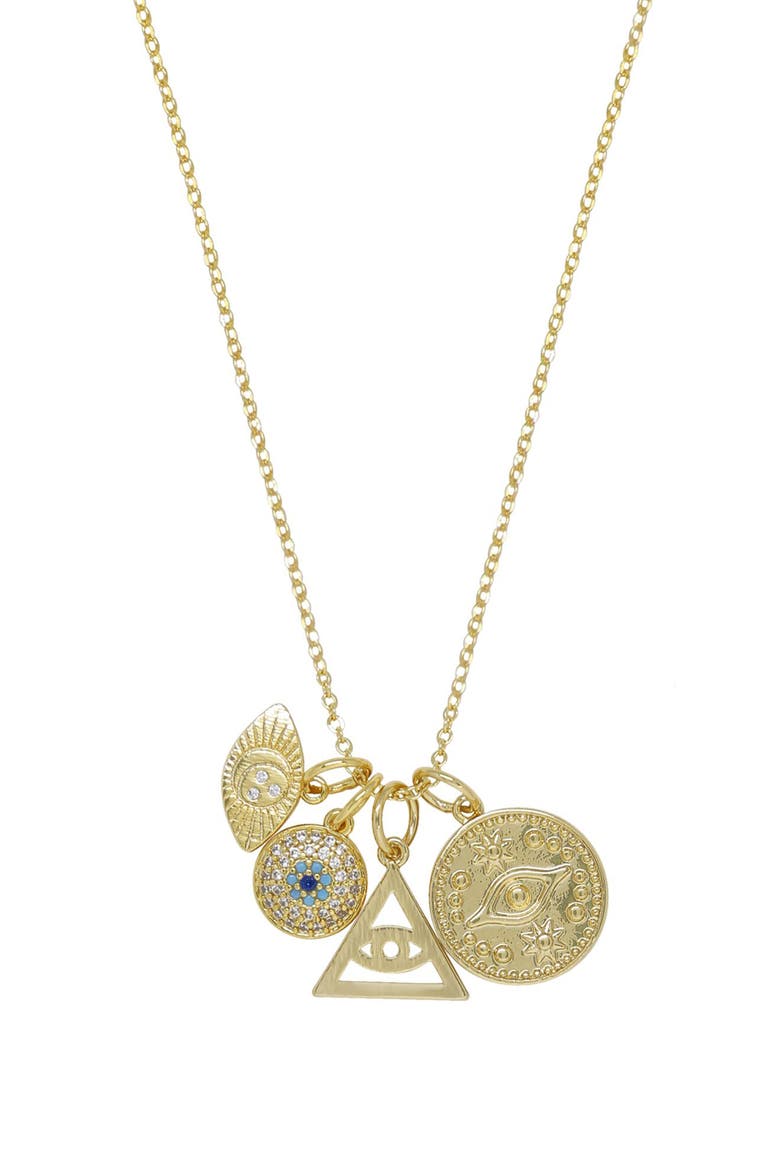 Eye Charms Pendant Necklace, Main, color, GOLD
