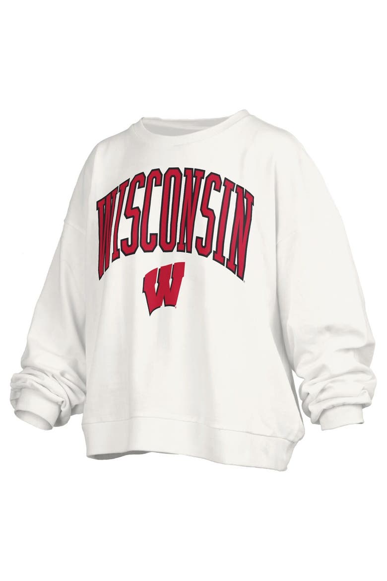 Women's Pressbox  White Wisconsin Badgers Janise Fleece Sweatshirt, Alternate, color, White