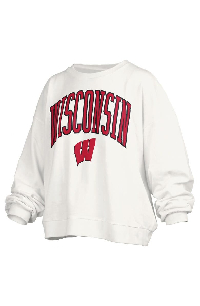 PRESSBOX Women's Pressbox  White Wisconsin Badgers Janise Fleece Sweatshirt, Alternate, color, White