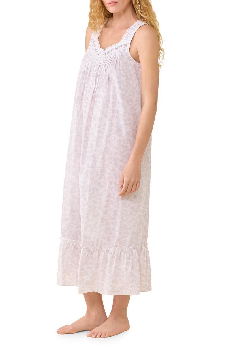 Eileen West Floral Sleeveless Ballet Nightgown, Alternate, color, White Print