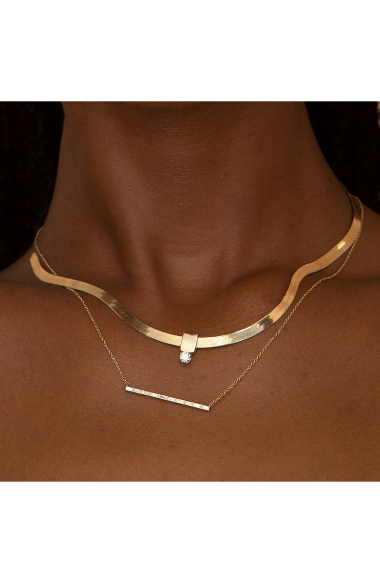 Zoë Chicco Diamond Baguette Bar Pendant Necklace, Alternate, color, 14K Yellow Gold