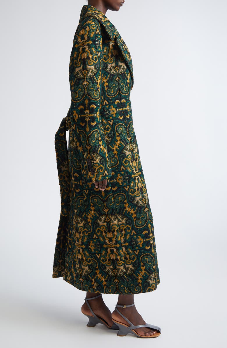 Dries Van Noten Rafaella Geo Print Belted Coat, Alternate, color, Bottle