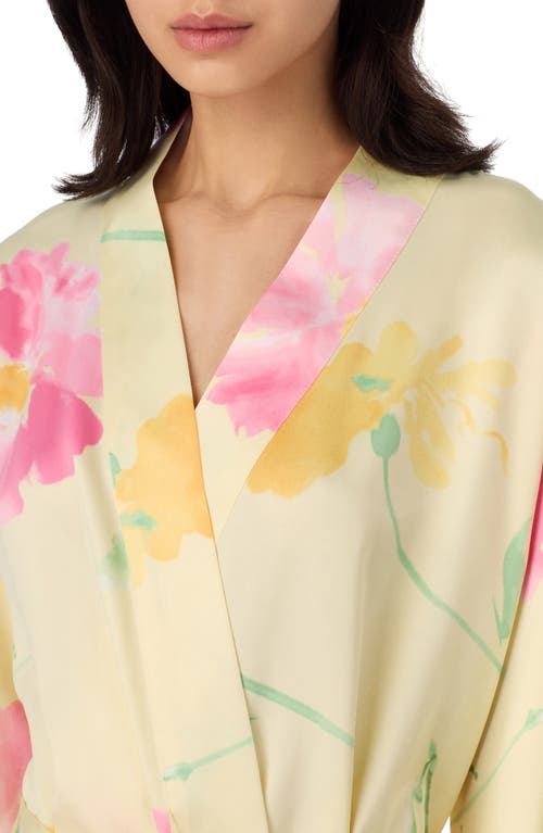 Ralph Lauren Lauren  Short Long Sleeve Robe In Yellow Floral