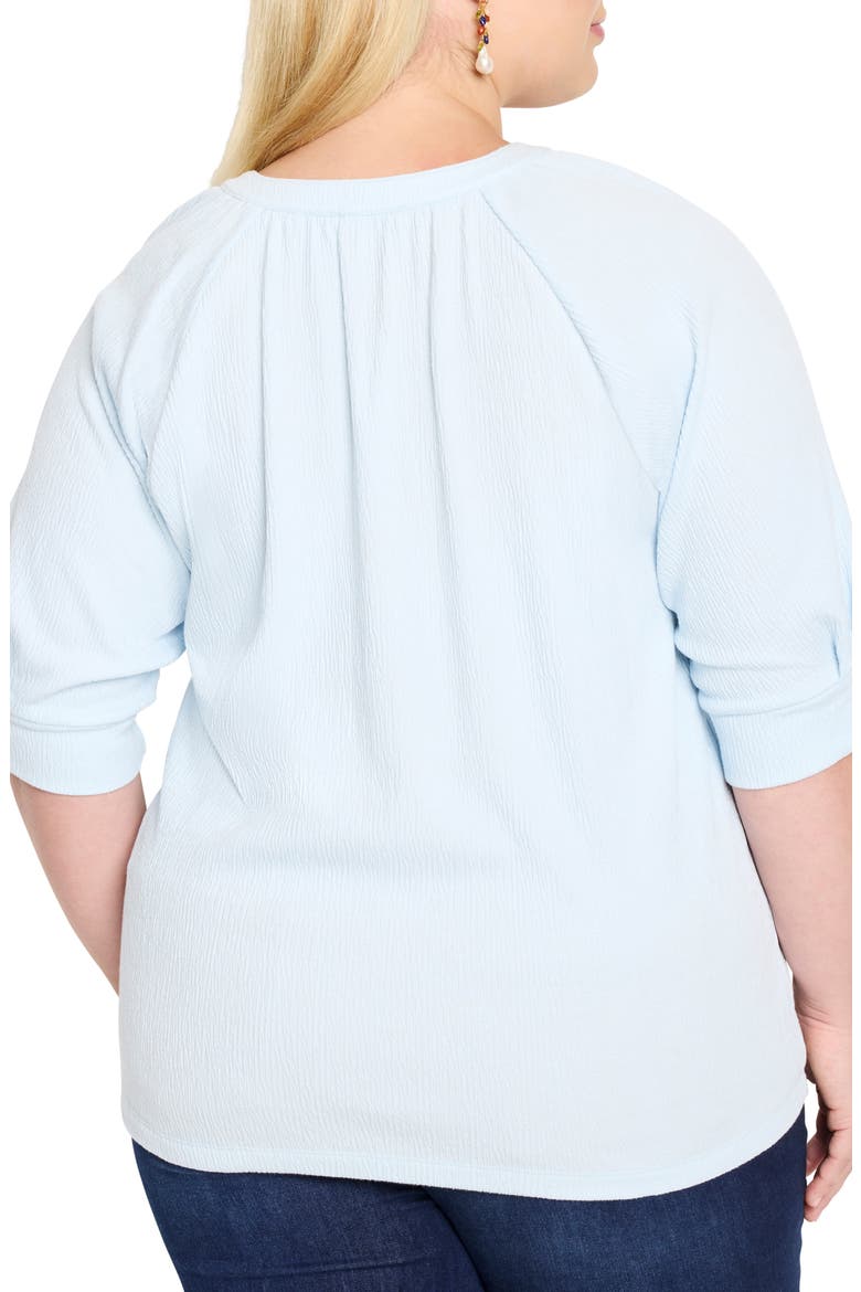 Elbow Sleeve Split Neck Top, Alternate, color, PALE SKY