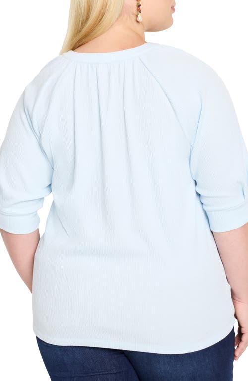 Nic + Zoe Nic+zoe Elbow Sleeve Split Neck Top In Blue