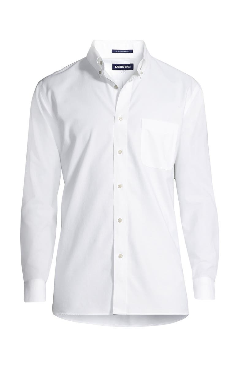 Lands' End Big and Tall No Iron Supima Oxford Dress Shirt, Alternate, color, White