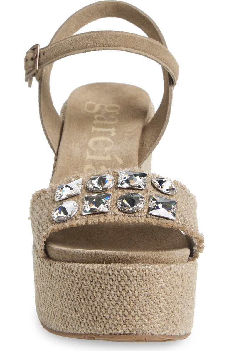 Pedro Garcia Delina Ankle Strap Platform Wedge Sandal, Alternate, color, Flax Nubby Linen