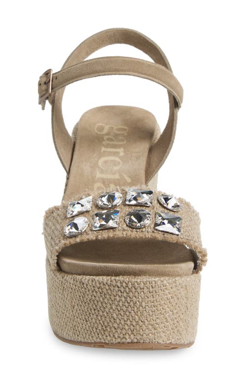 Shop Pedro Garcia Delina Ankle Strap Platform Wedge Sandal In Flax Nubby Linen