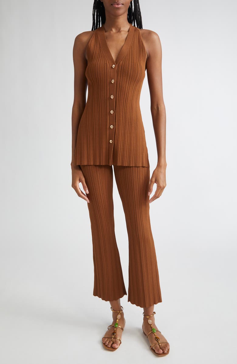 Veronica Beard Dax Variegate Rib Sweater Vest, Alternate, color, Dark Whisky