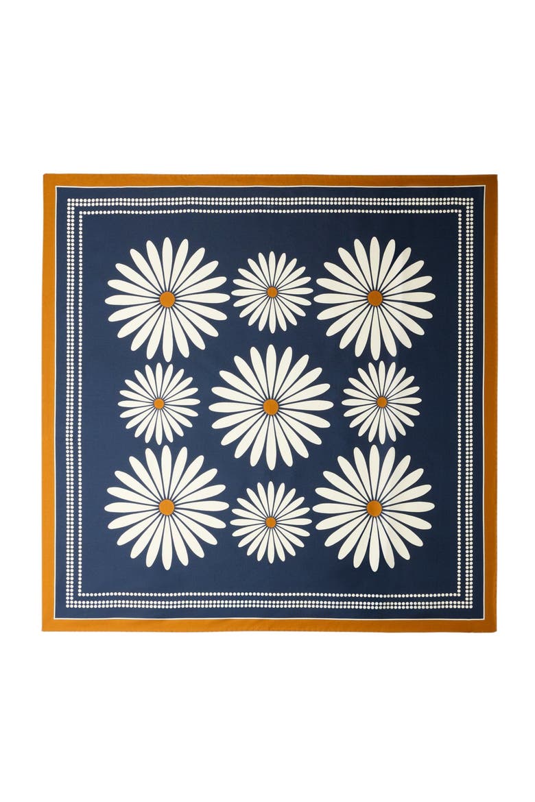 Floral silk scarf, Main, color, Deep blue / ocher