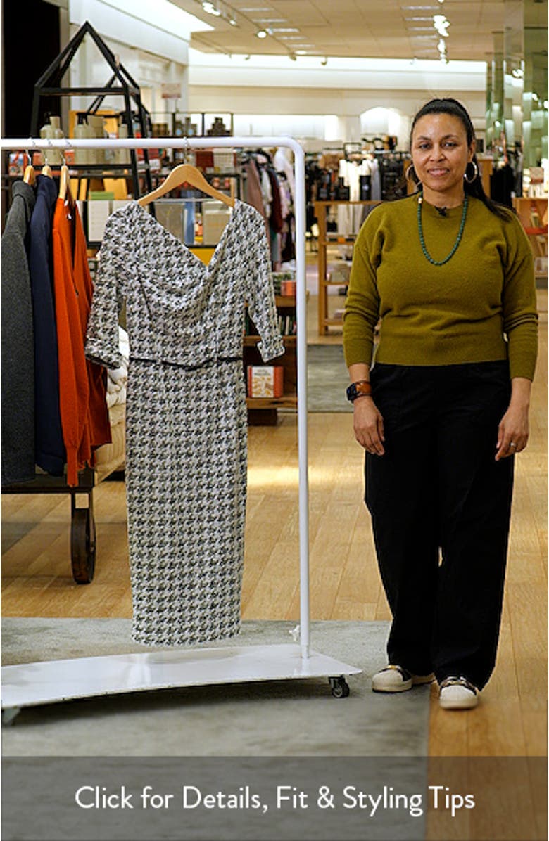 Jackie Houndstooth Cowl Neck Tweed Midi Dress, sales video thumbnail