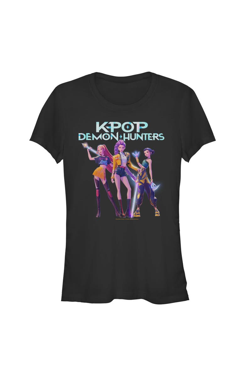 KPop Demon Hunters Junior's KPop Demon Hunters Girls Group Shot  Graphic T-Shirt, Main, color, Black