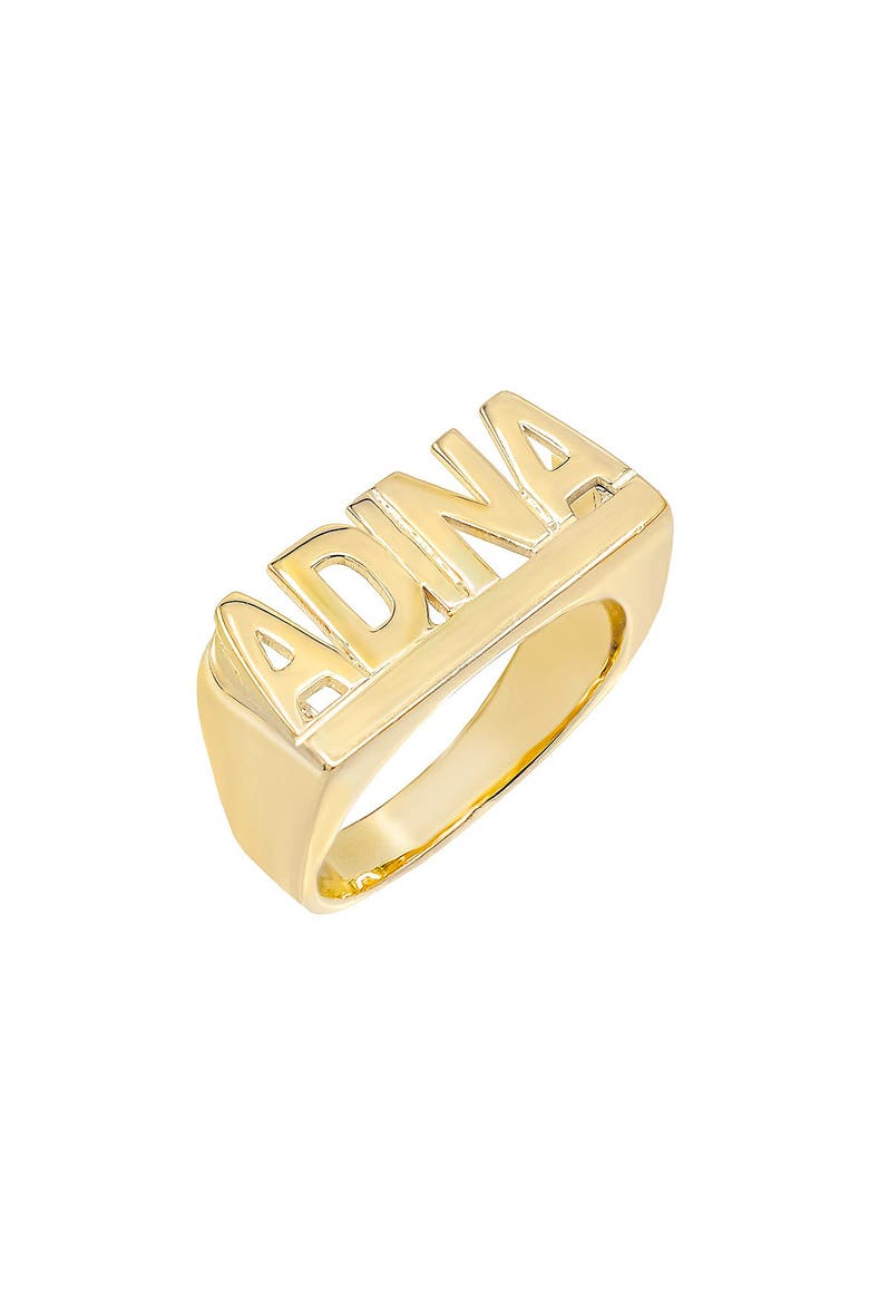 Personalized Block Letter Nameplate Ring, Main, color, GOLD