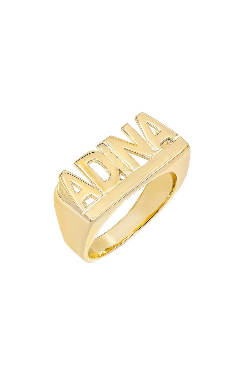 Adina's Jewels Personalized Block Letter Nameplate Ring, Main, color, 