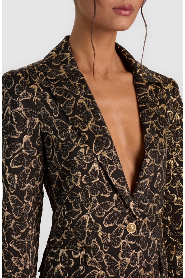 Macey Notch Collar Blazer, Alternate, color, BLACK/ GOLD