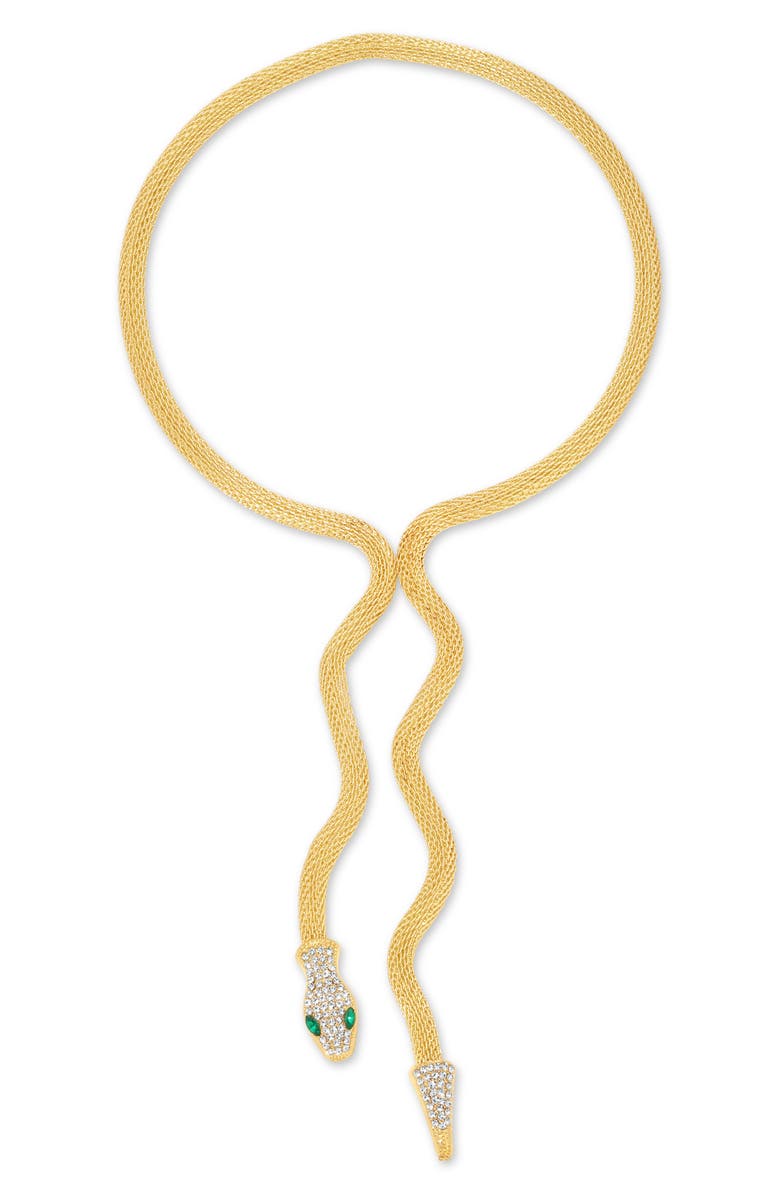 EYE CANDY LOS ANGELES Christine CZ Snake Statement Necklace, Main, color, Gold