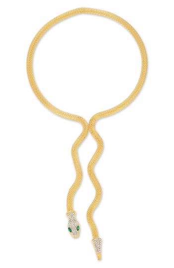 Eye Candy Los Angeles Christine Cz Snake Statement Necklace In Gold