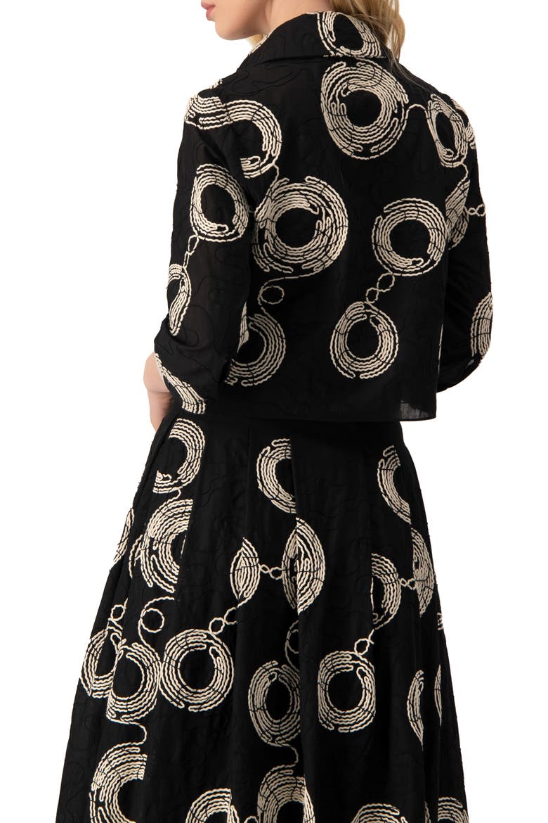 Black Cropped Shirt with Circular Embroidery, Alternate, color, Black