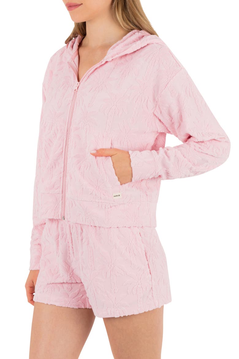 Castaway Palms Full Zip Crop Hoodie, Alternate, color, SUNRISE PINK