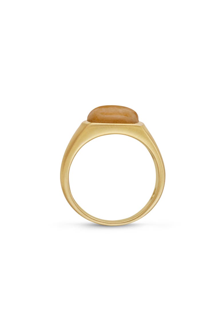 Yellow Lace Agate Sterling Silver Men Signet Ring, Alternate, color, 14KT Gold Vermeil on Sterling