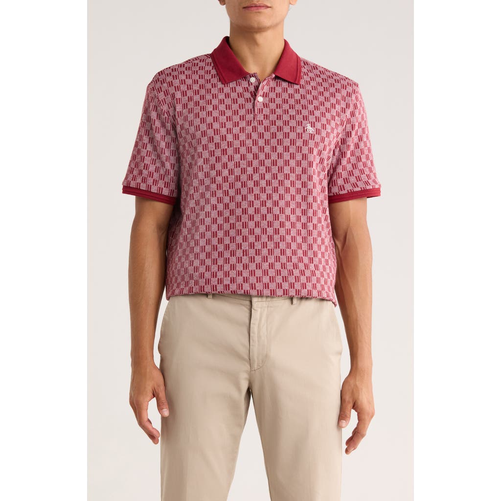 Original Penguin Check Jacquard Knit Polo In Burgundy