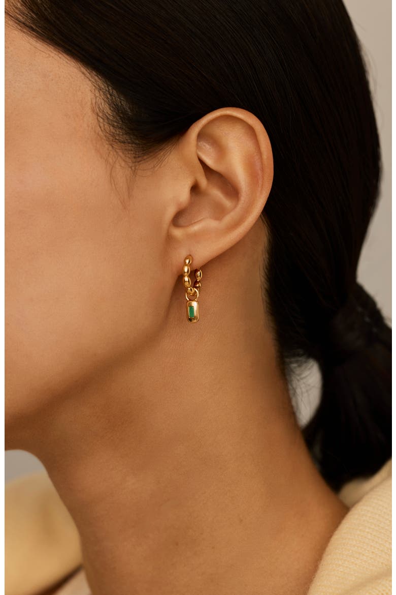 Molten Stone Baguette Hoop Earrings, Alternate, color, GOLD