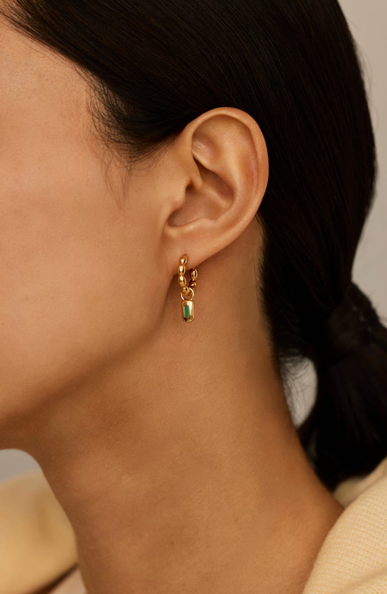 Missoma Molten Stone Baguette Hoop Earrings, Alternate, color, Gold