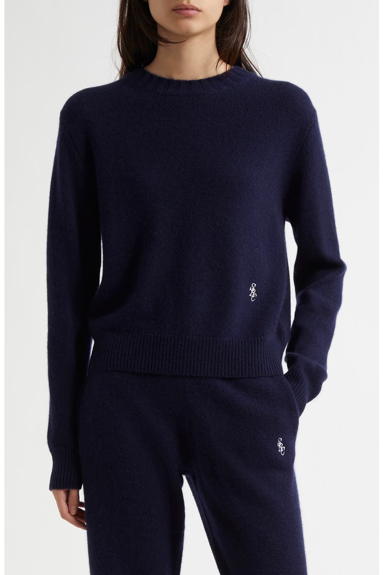 SRC Cashmere & Wool Crewneck Sweater, Main, color, NAVY