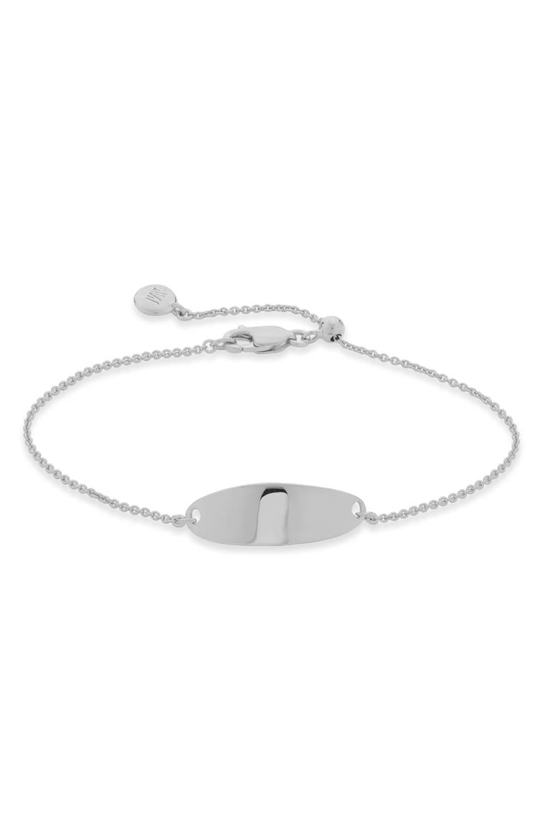 Monica Vinader Nura Tiny Oval Plate Bracelet, Main, color, Silver