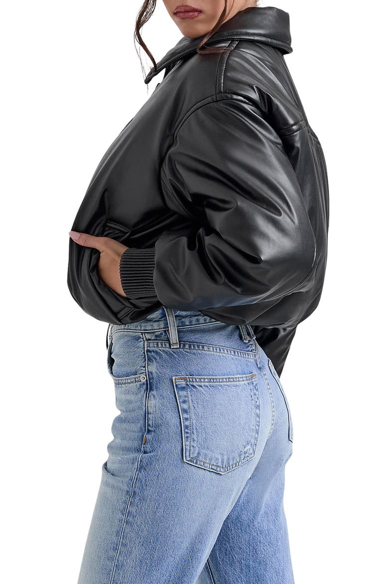 Sante Faux Leather Bomber Jacket, Alternate, color, BLACK