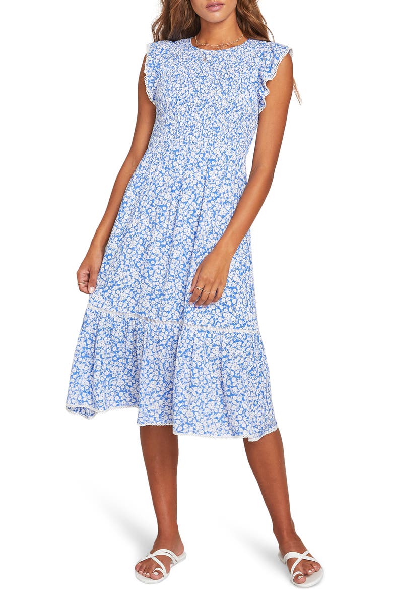 Pick Me Floral Smocked Dress, Main, color, BLUE/ WHITE