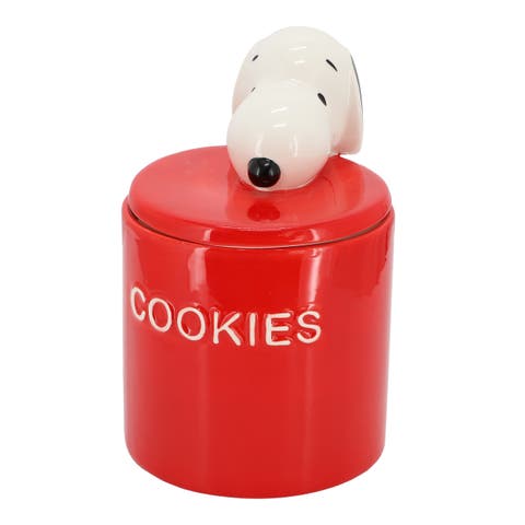 Peanuts Hello Cookies 8.2in Ceramic Snoopy Cookie Jar with Lid