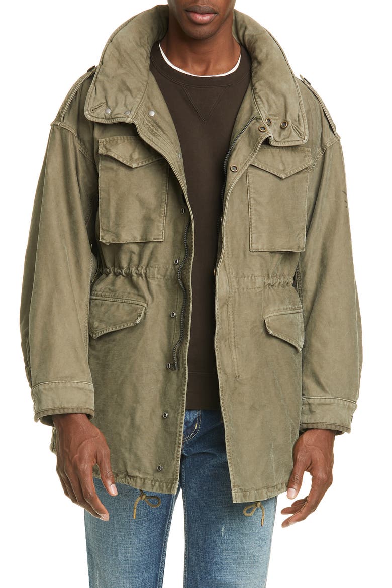 Bickle Damaged Cotton Jacket, Main, color, OLIVE