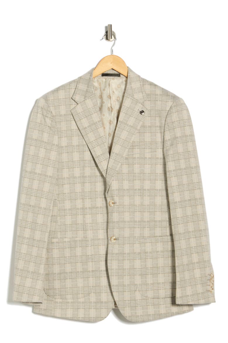 Slim Fit Plaid Cotton Blend Blazer, Alternate, color, BEIGE