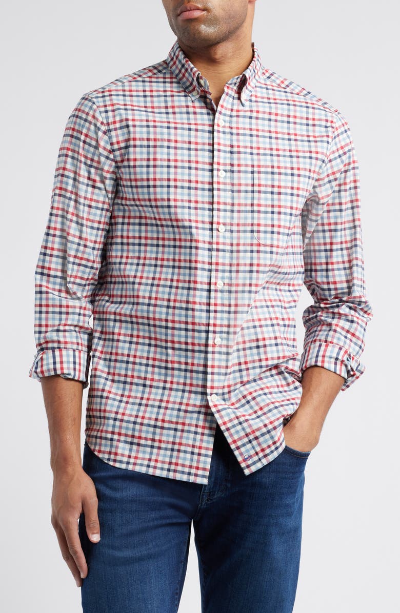vineyard vines Regular Fit On-The-Go brrrº Gingham Button-Down Shirt, Main, color, 