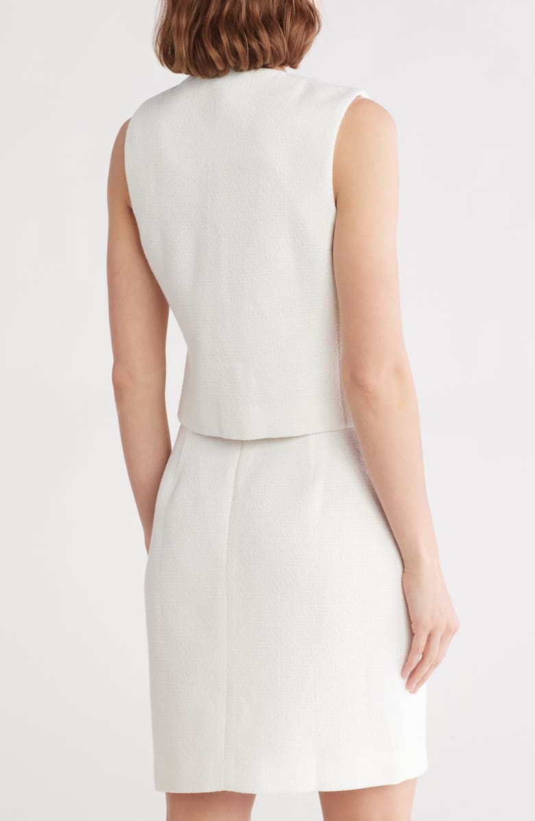 Calvin Klein Button-Up Tweed Crop Vest, Alternate, color, Cream