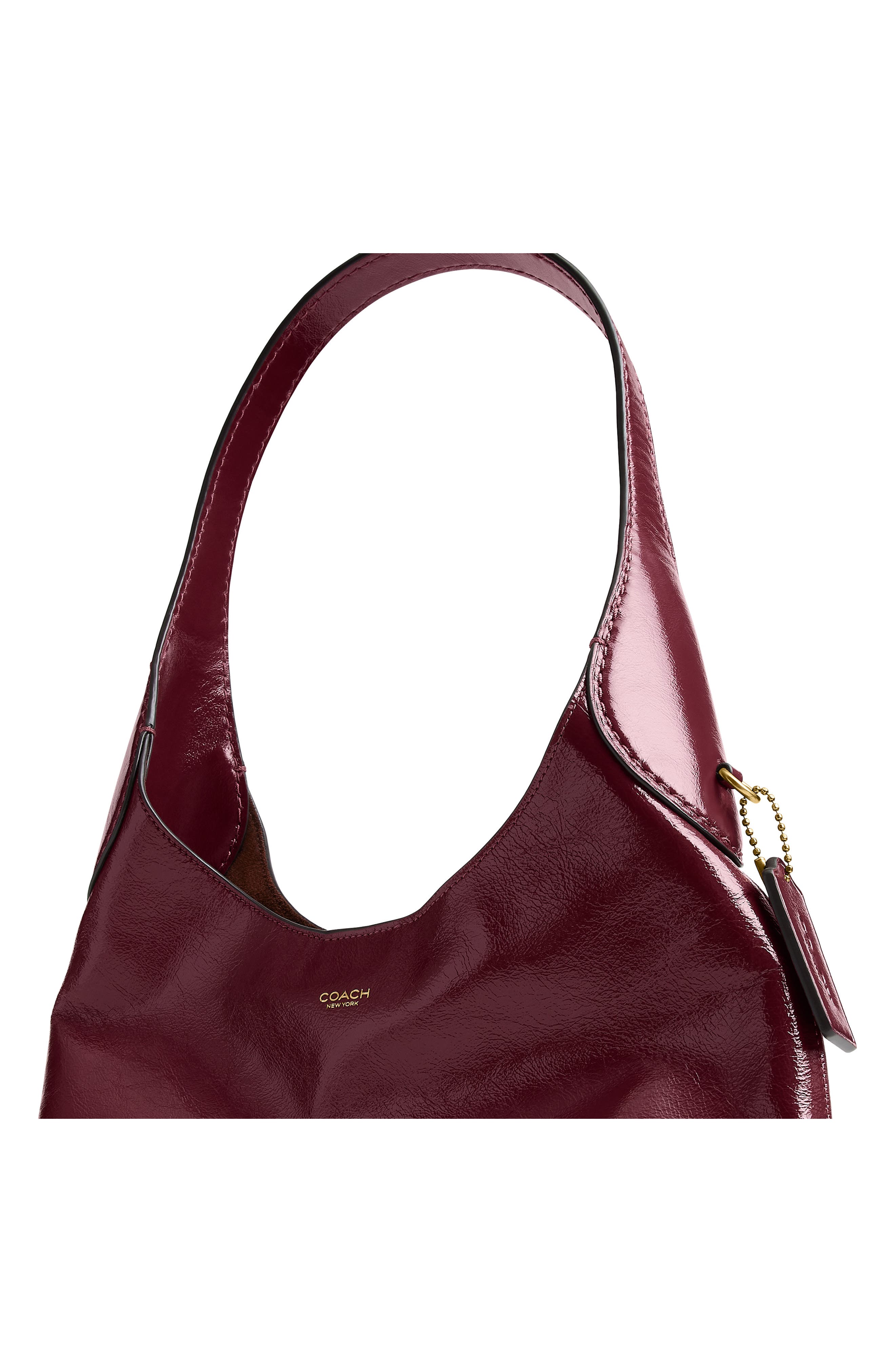 Brooklyn 28 Glazed Leather Shoulder Bag, Alternate, color, B4/ DARK CHERRY