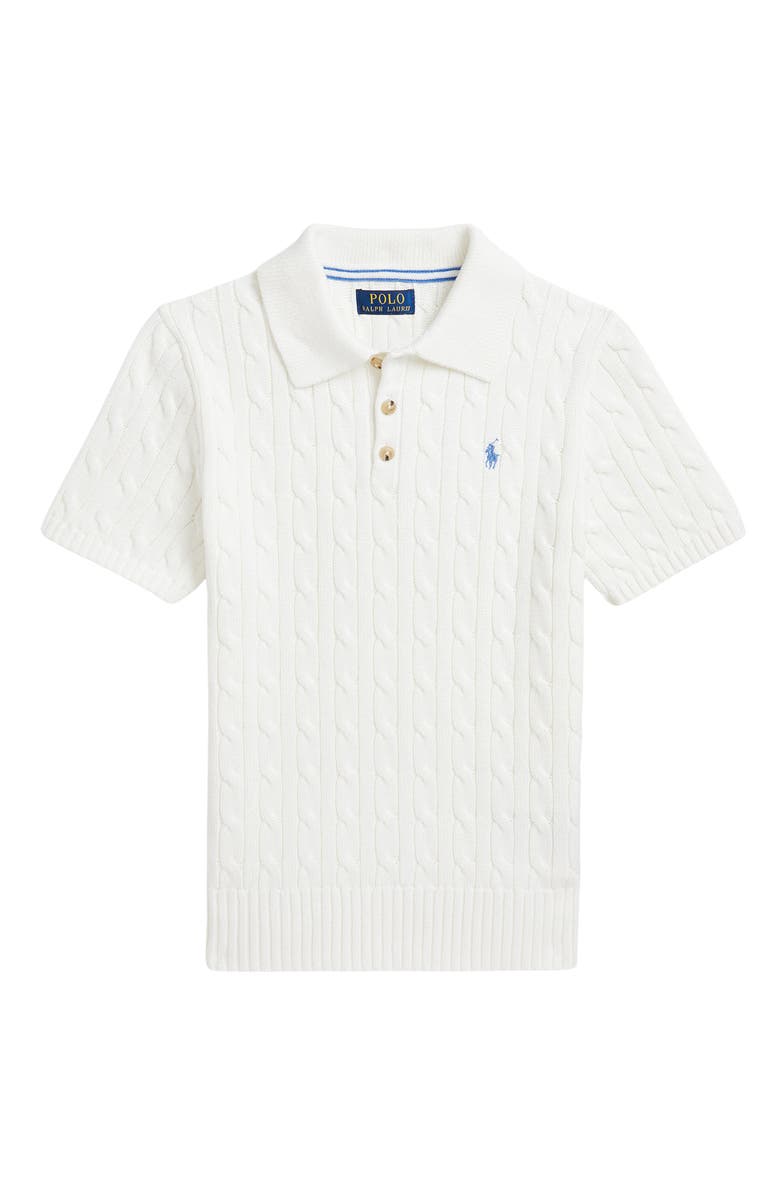 Polo Ralph Lauren Kids' Cable Stitch Cotton Polo Sweater, Main, color,