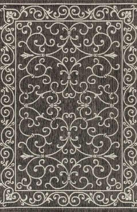 Charleston Vintage Filigree Textured Weave Indoor/Outdoor Area Rug
